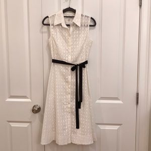 White Eyelet Dress with Belt